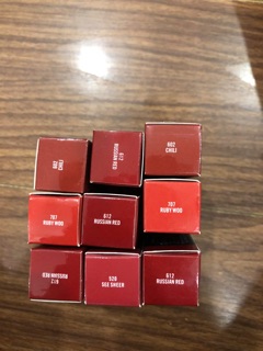 Son Mac ruby woo, chili, rusian red, marakesh