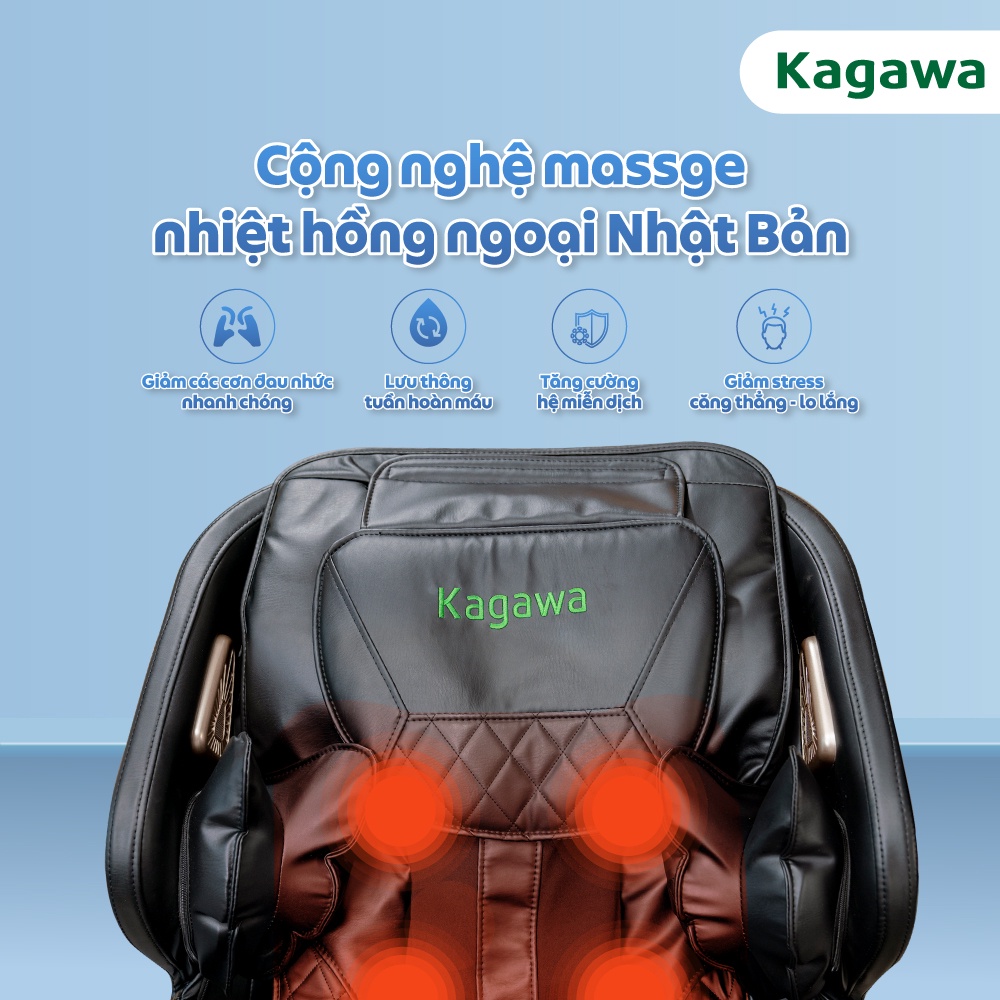 Ghế massage toàn thân Kagawa K6 pro con lăn 4D, đa năng, tự động xoa bóp từ cổ, vai, gáy đến chân