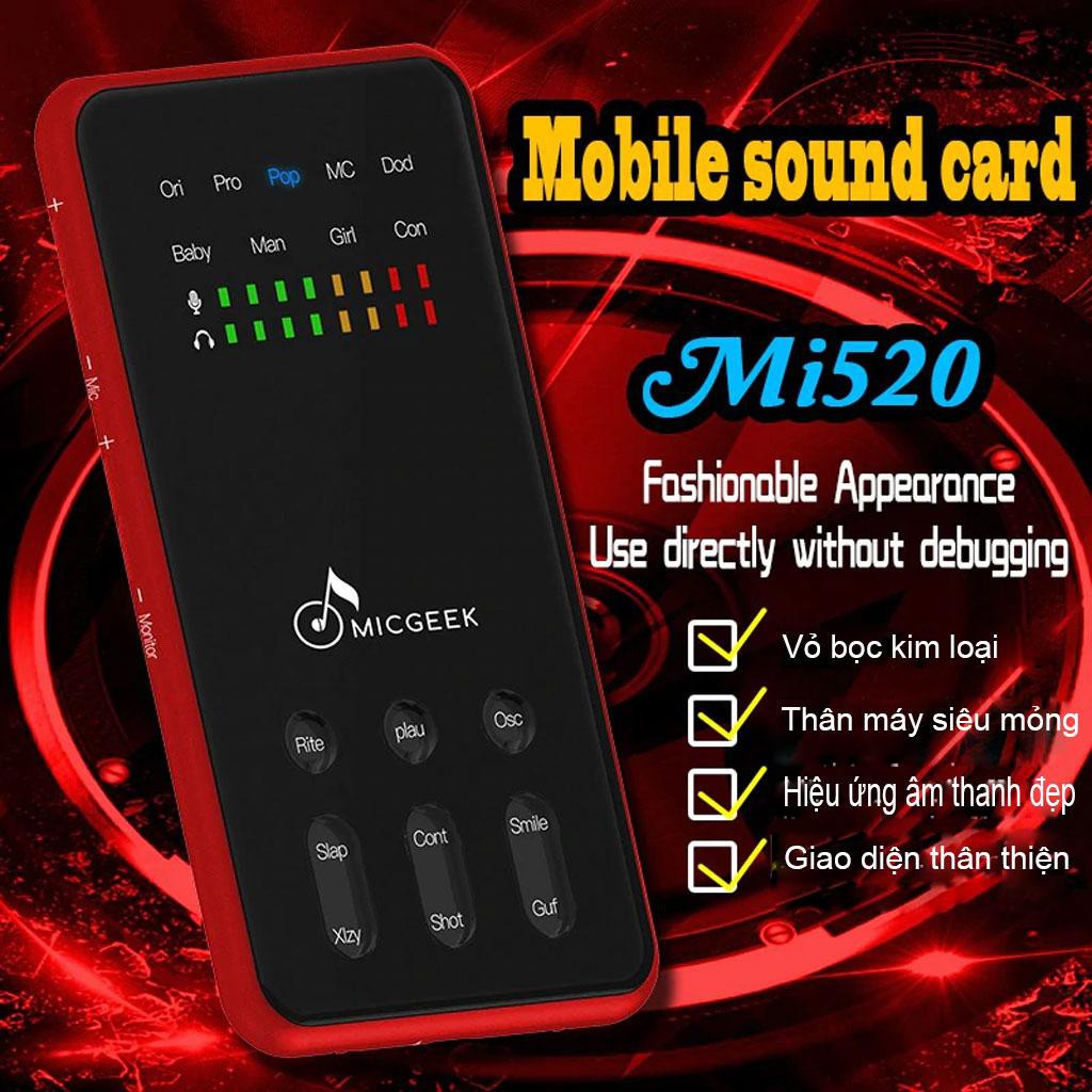 Sound card thu âm MICGEEK Mi520 - Card âm thanh livestream Karaoke di động cho điện thoại thông minh -DC2107