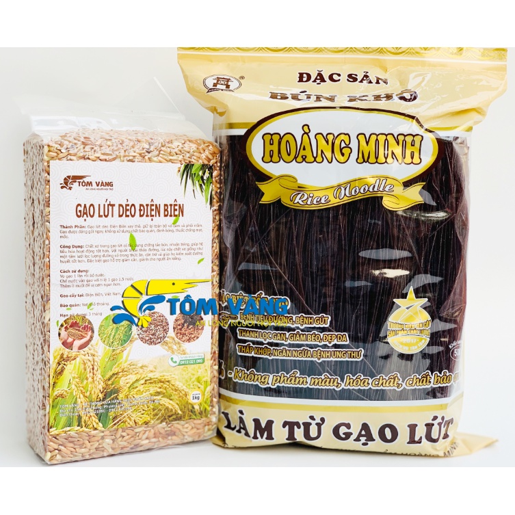 Combo 1kg Lứt Dẻo Điện Biên + 1 gói bún đen hoàng minh