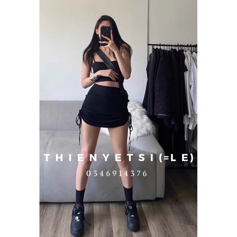  CHÂN VÁY RÚT DÂY HAI BÊN NHIỀU MÀU NHÚNG | BigBuy360 - bigbuy360.vn