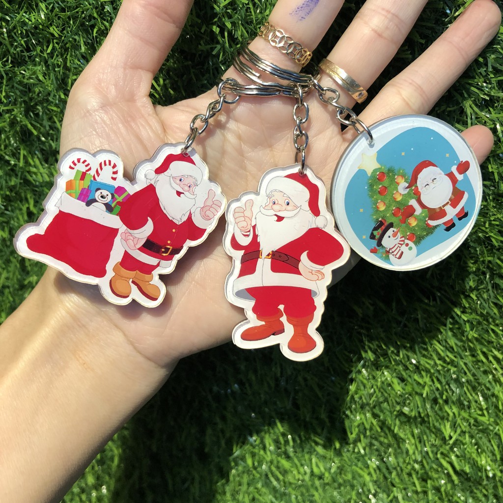 Móc khóa cắt hình ông già Noel xinh xắn - Móc khóa mica - Móc khóa chibi giáng sinh