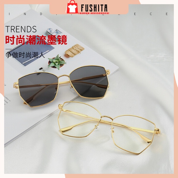 Mắt kính thời trang nam nữ gọng kim loại Tròng kính râm chống tia uv400 và có thể thay tròng cận