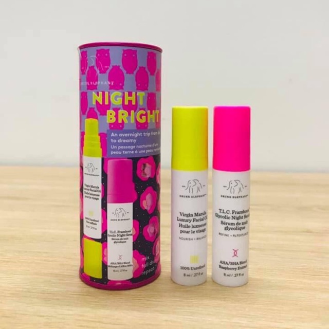 Set dưỡng da night bright drunk elephant