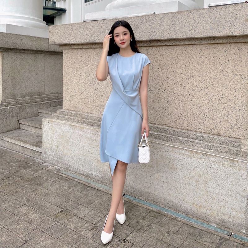 Luna dress / Đầm midi ngắn tay nhún eo