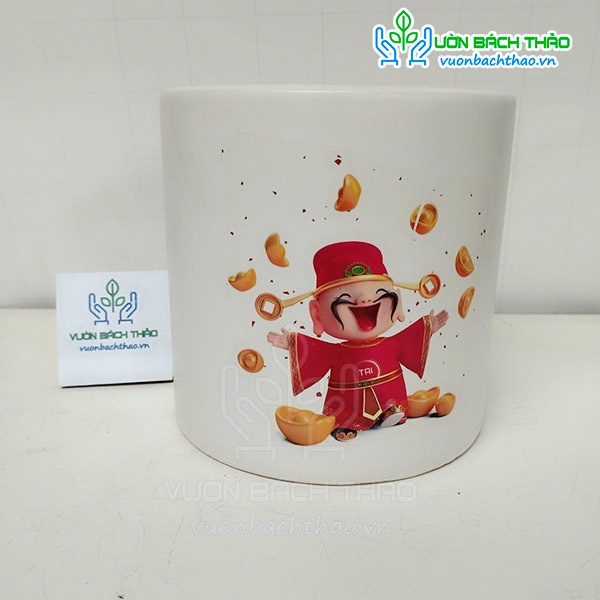 Chậu gốm sứ cao cấp trụ tròn trồng cây để bàn dk 15cm