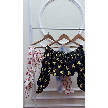 Áo croptop hoa trễ vai tay dài HS6