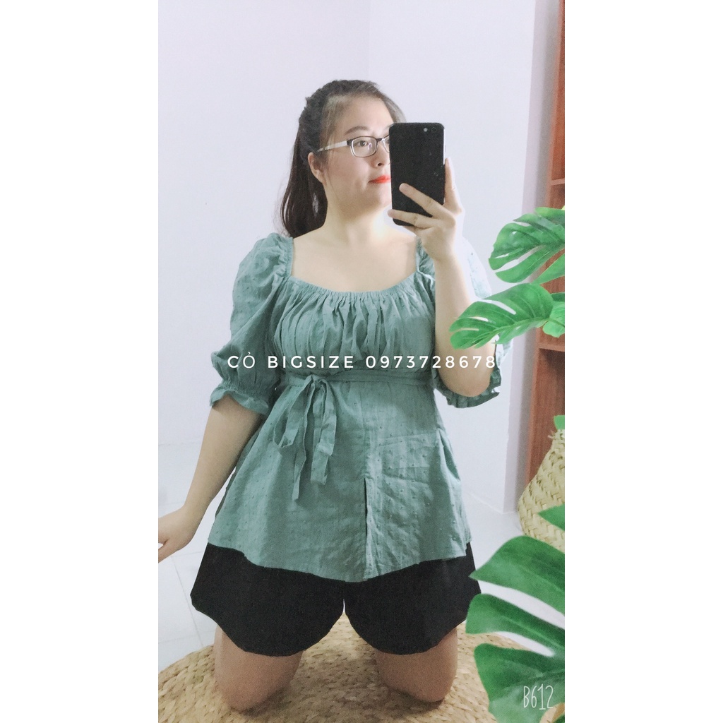 Áo Cổ Vuông Chất Đũi Cỏ Bigsize