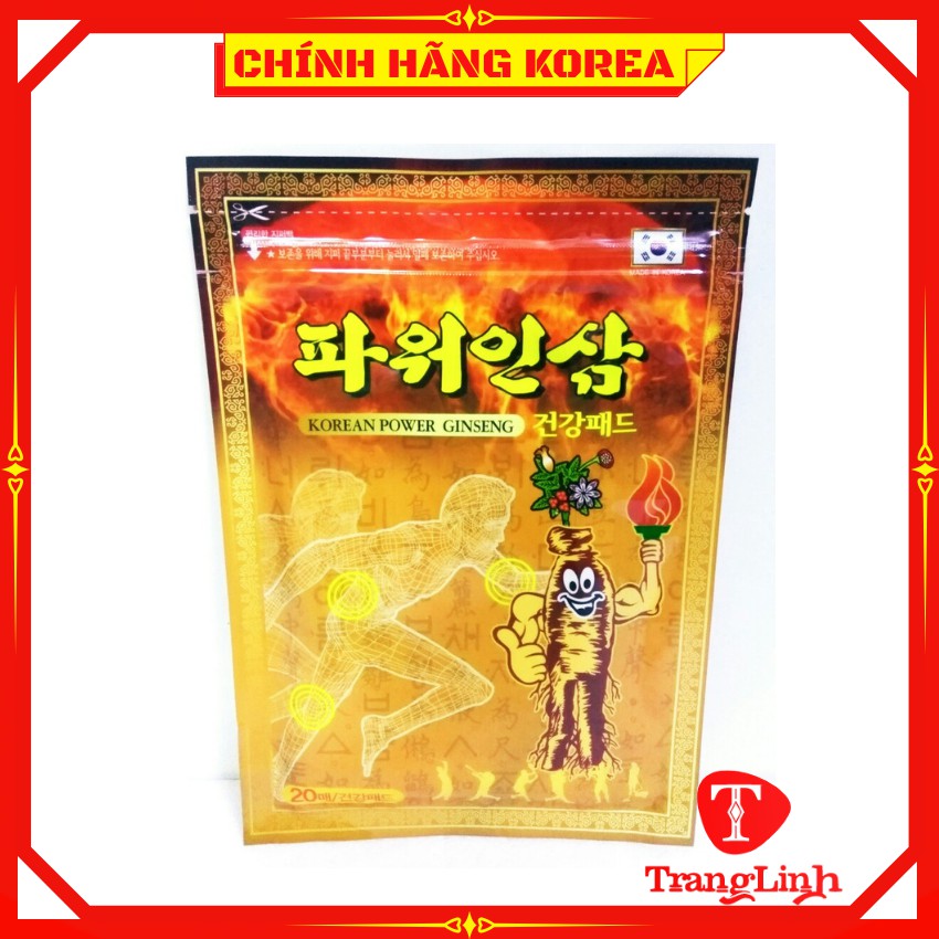 Cao dán hồng sâm Power vàng hàn quốc - Cao dán sâm chính hãng gói 20 miếng - tranglinhkorea
