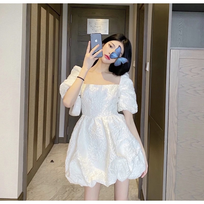 Đầm babydoll FANCY DRESS thắt nơ sau lưng cực xinh màu hồng/trắng Sam sam Boutique