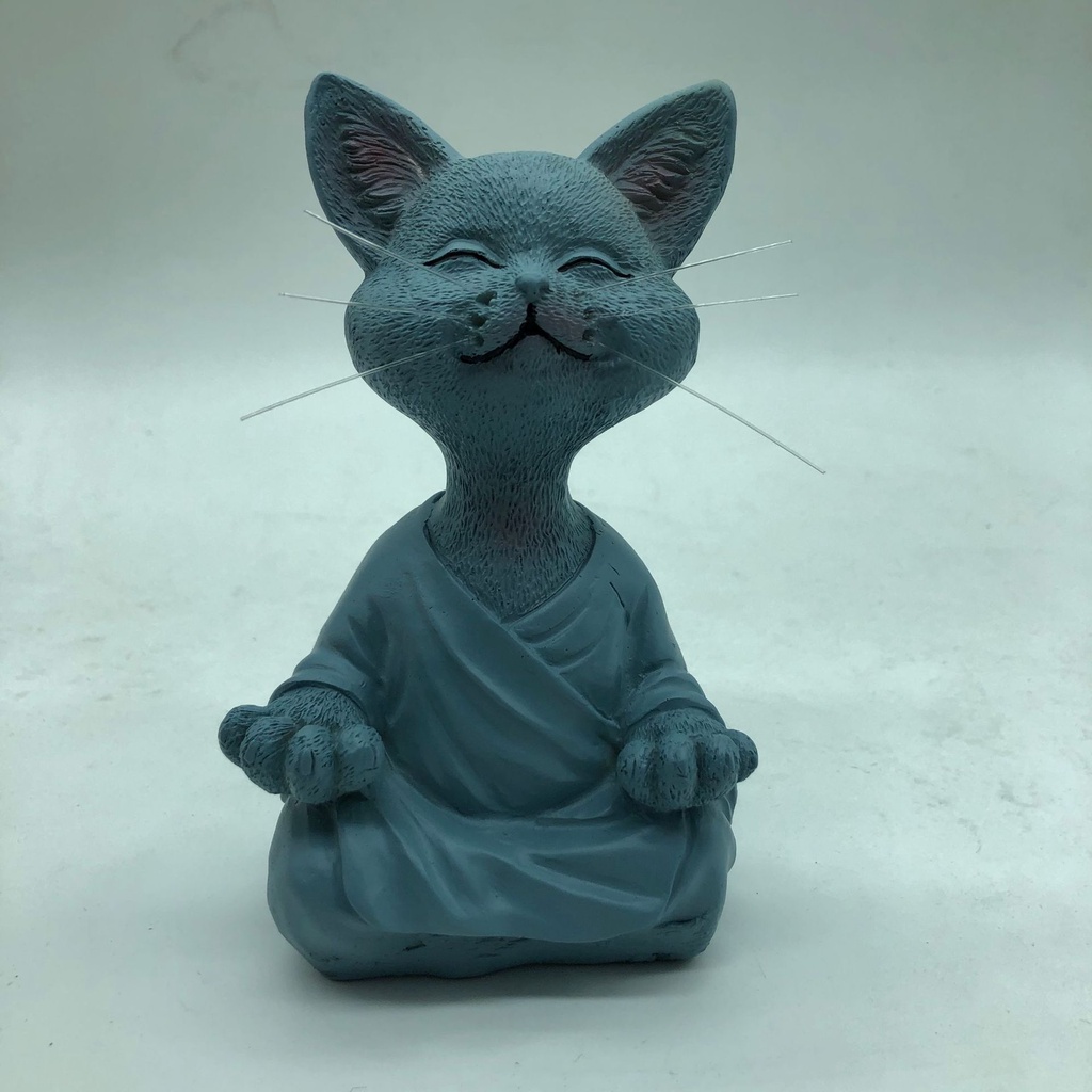 Tượng Mèo Ngồi Thiền Bằng Nhựa Resin Dùng Trang Trí Nhà Cửa