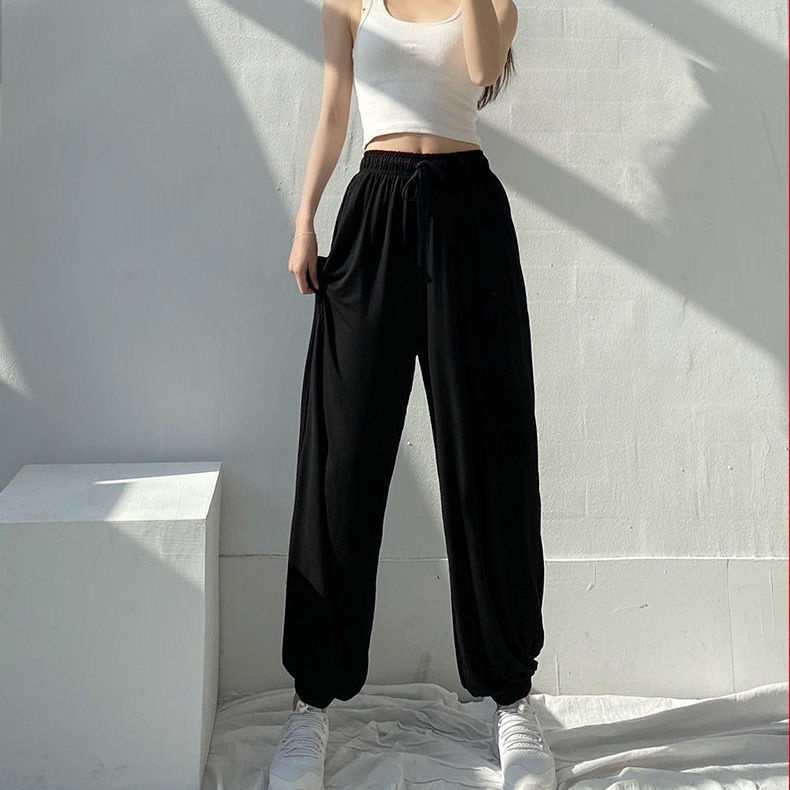 Quần Jogger Ống Rộng Lưng Cao Thời Trang Mùa Hè Cho Nữ