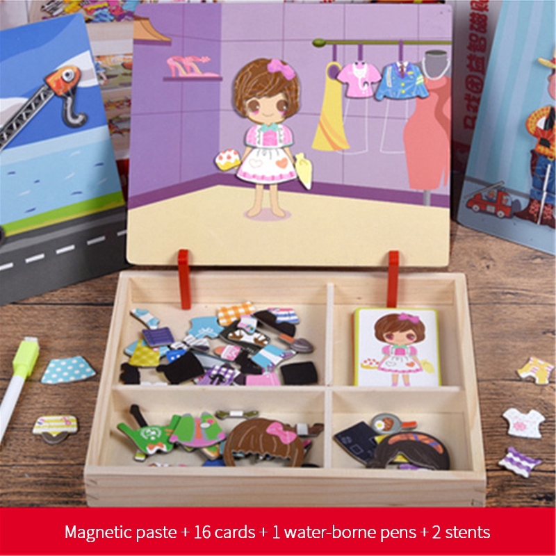 Children's Fun Early Education Puzzle Magnet Book Scenario Magnetic Stickers  Toys For Kids 『Prettyhat 』