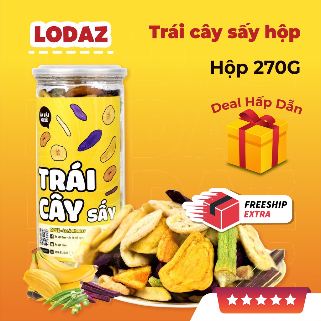 Trái cây sấy hộp 270g đồ ăn vặt Lodaz siêu ngon tại Hà Nội