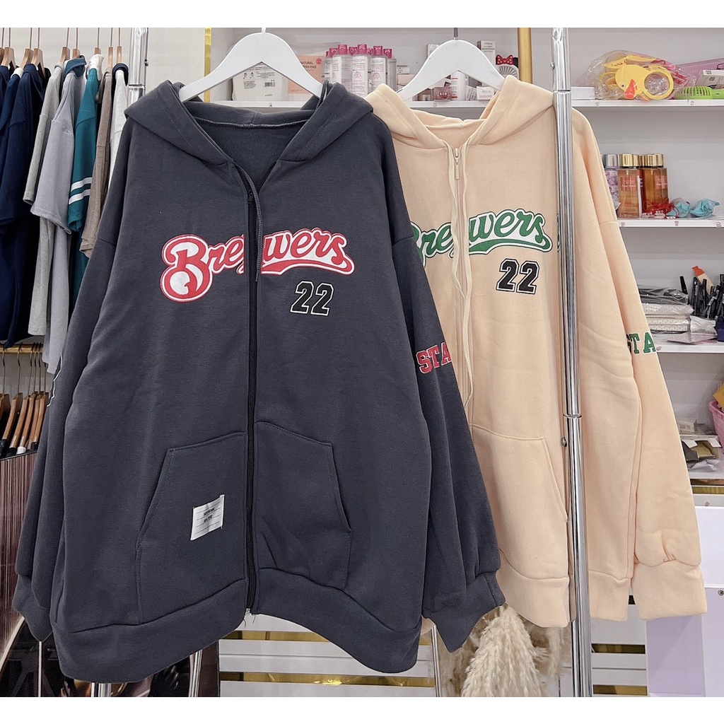 Khoác Nỉ Hoodie Số 22 Dáng Rộng Tay Bồng Mũ To CHất Nỉ Khoác Nỉ Bomber Nam Nữ Unisex