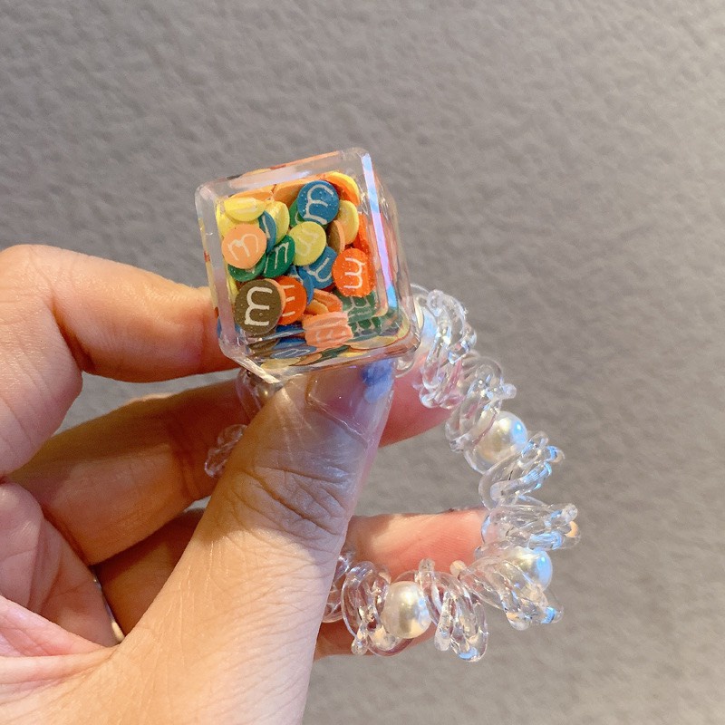 Thun cột tóc hình khối chữ nhật cute dễ thương TIMSTORE co giãn dây lò xo kiểu dáng hàn quốc