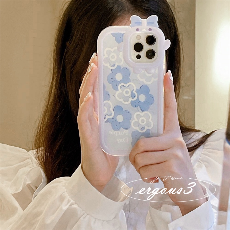 Ốp Điện Thoại Mềm Hình Hoa Màu Xanh Dương Cho iPhone 14 13 12 11 Pro Max SE2020 X XR Xs Max 7 8 6 6s Plus