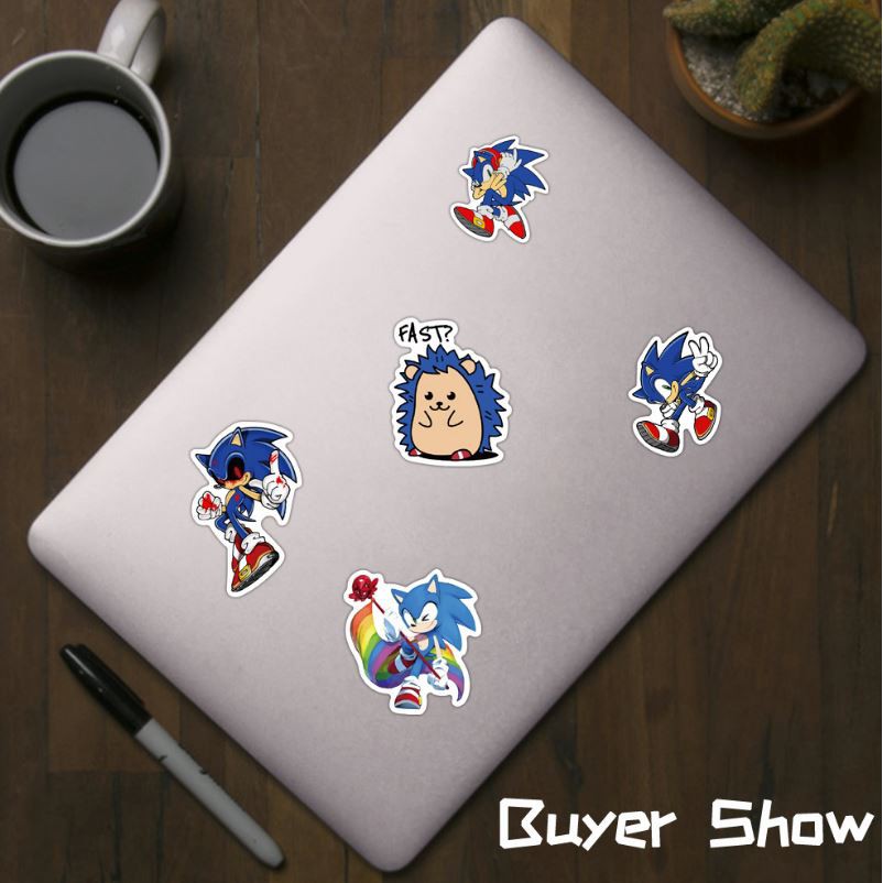 Sticker Animated Hedgehog Sonic nhựa PVC không thấm nước, dán nón bảo hiểm, laptop, điện thoại, Vali,xe #207