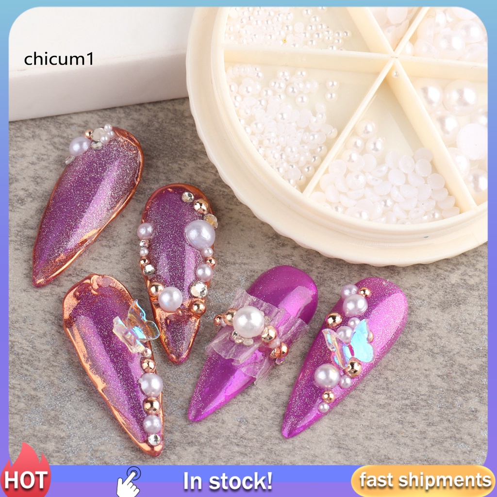 [Hàng mới về] Hạt ngọc trai nhân tạo dính trang trí làm đẹp móng tiện lợi