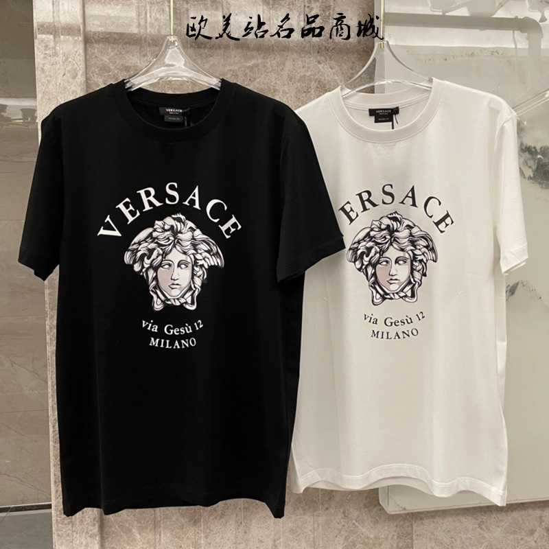 Áo Thun Tay Ngắn Cổ Tròn Vải Cotton In Logo Versace Thời Trang Cao Cấp Cho Nam