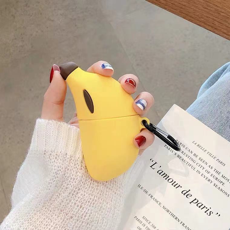 Vỏ Bảo Vệ Hộp Sạc Tai Nghe airpods 1/2/pro Bằng Silicon Hình Quả Chuối Dễ Thương Thời Trang