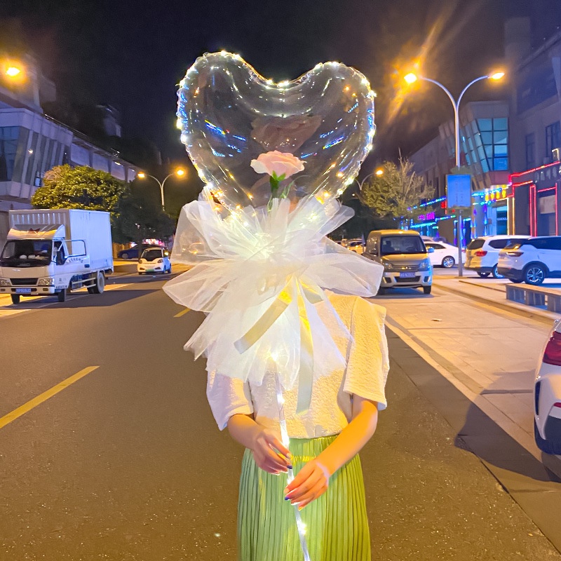 Bộ Bong Bóng Trái Tim Bobo Có Đèn LED Phát Sáng Trang Trí Tiệc