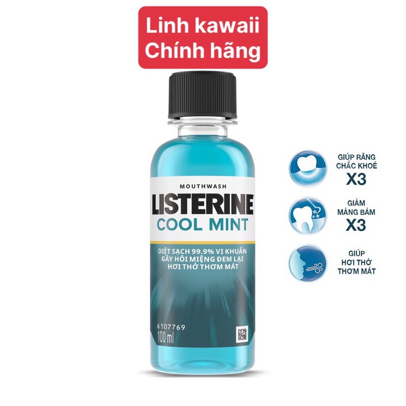 Nước súc miệng giữ hơi thở thơm mát Listerine 100ml