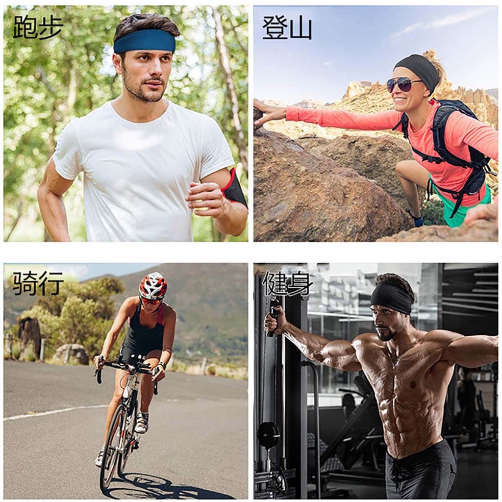 Set 1 / 4 Băng Đô Co Giãn Màu Sắc Trơn Dùng Để Tập Thể Thao / Yoga / Đạp Xe Dành Cho Nam