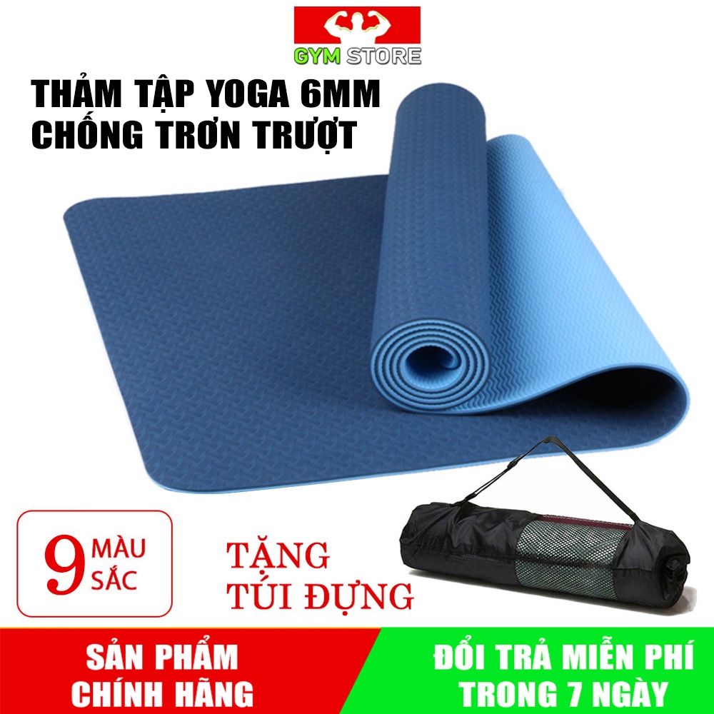 Thảm Tập Yoga Chống Trơn trượt, Không Mùi dày 6mm