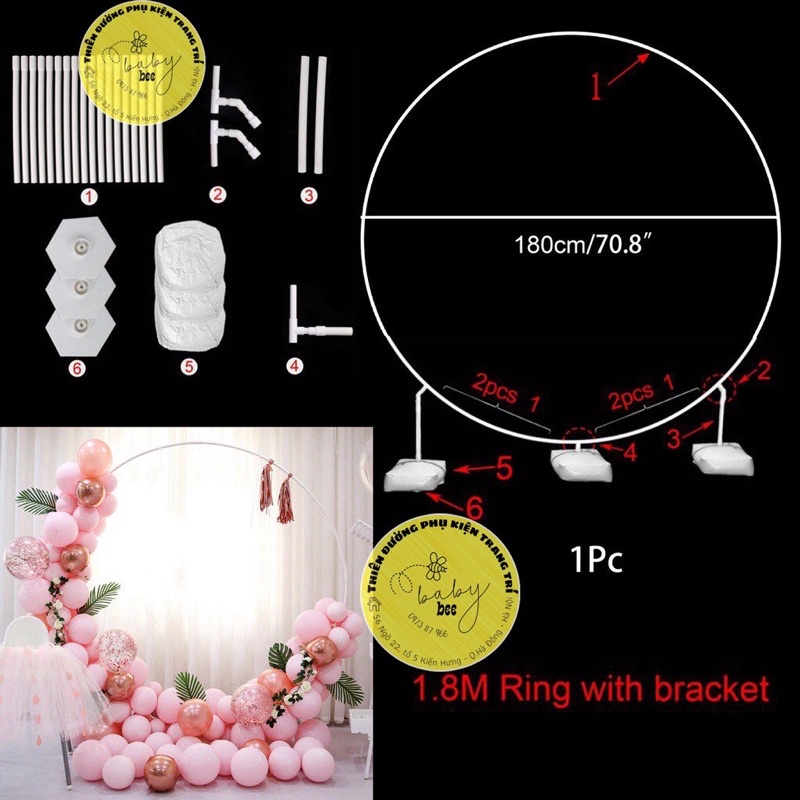 Trụ vòm tròn kết bóng trang trí sinh nhật, sự kiện với nhiều kích thước