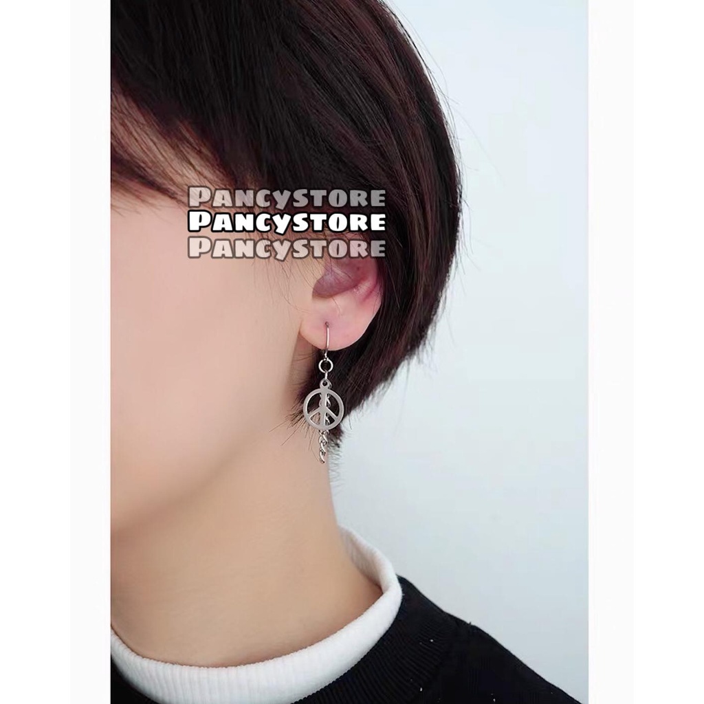 khuyên tai tròn dây xích bông tai titan Unisex nam nữ