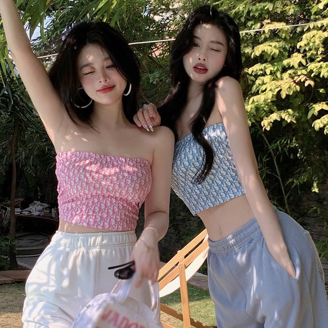 Áo Croptop Hai Dây In Chữ Thời Trang Mùa Hè Quyến Rũ Cho Nữ