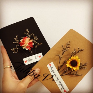 Thiệp sinh nhật handmade hoa khô ( xin đọc mô tả)
