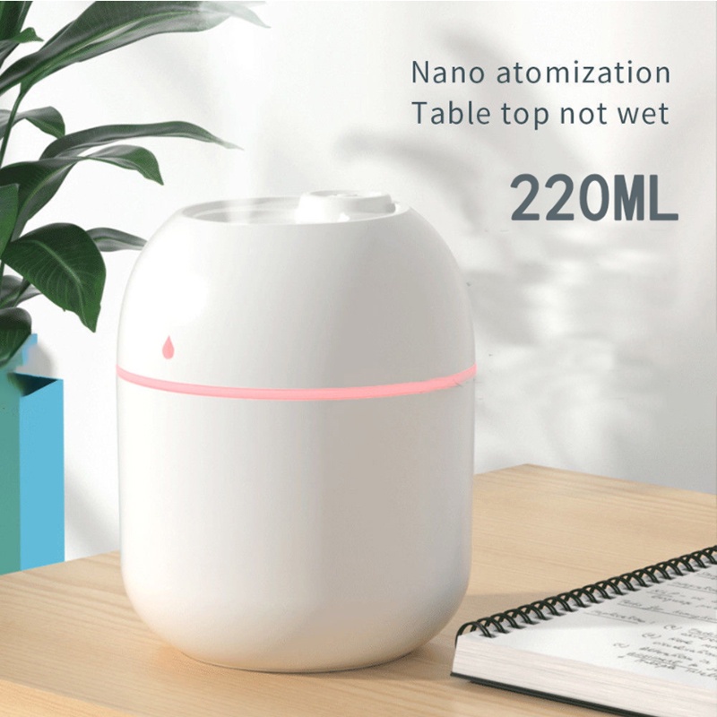 Đèn xông tinh dầu phun sương tạo độ ẩm khử mùi diệt khuẩn trong lành không khí có đèn Led 2 chế độ phun tiện lợi 220ml