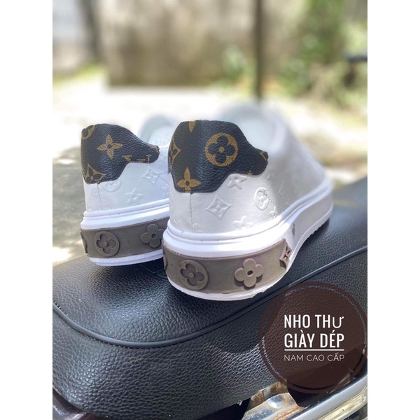 Giày thể thao nam trắng buộc dây . Giày louis vuitton nam siêu cấp kèm hộp