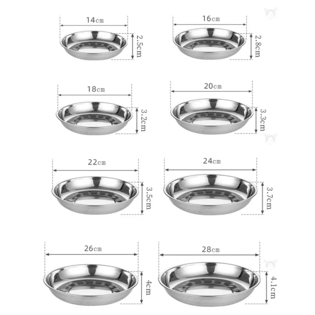 Combo 8 đĩa ăn uống nhà cửa chất liệu inox an toàn sức khỏe dễ dàng vệ sinh