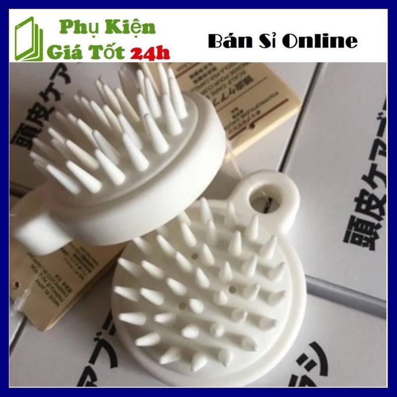 Lược gội đầu sillicon massage cao su mềm màu trắng/ kích thích và giúp giảm rụng tóc Vinhwatch