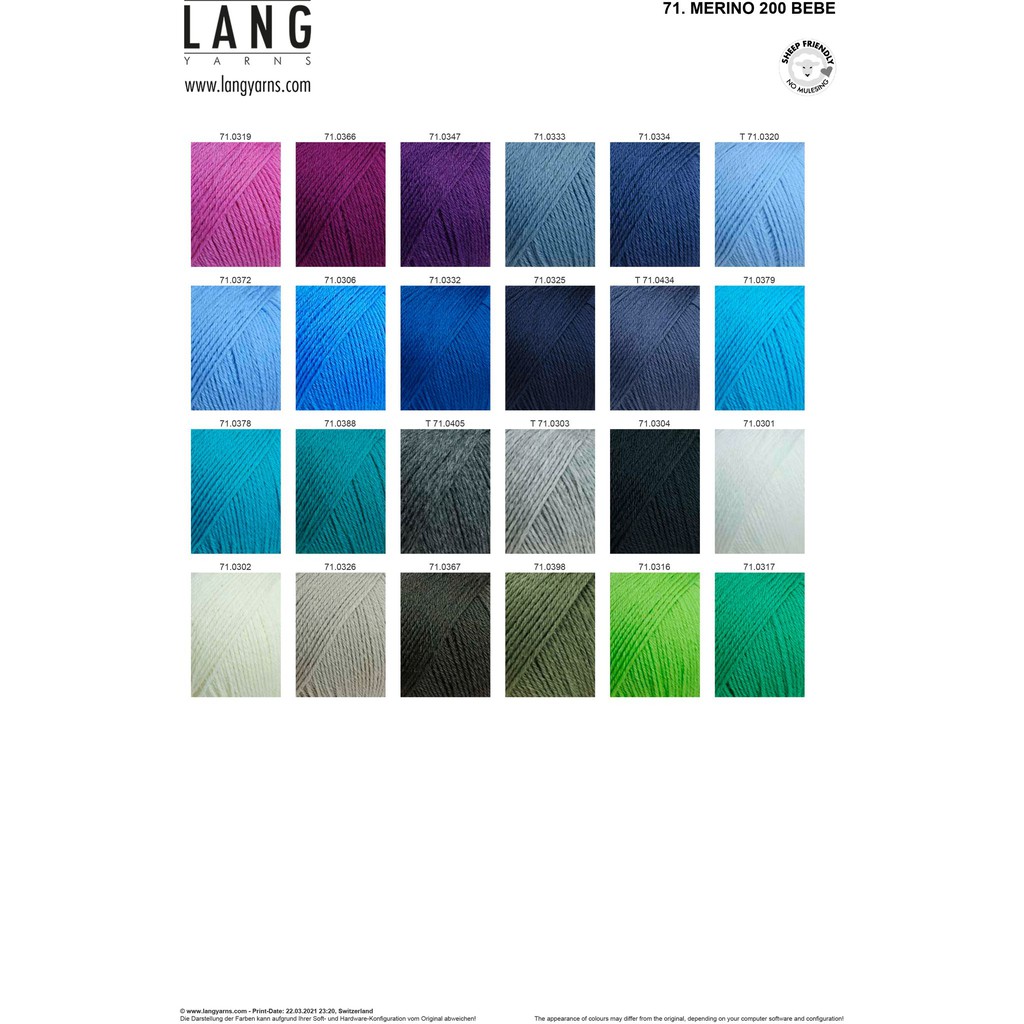 Cuộn Len Sợi Lông Cừu Yarn Wool Lang Merino 200 Bebe( bảng màu 2)