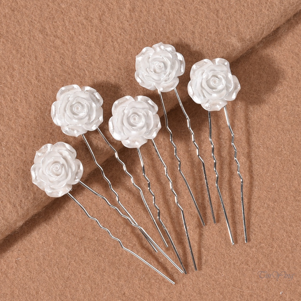 GETNOIVAS Trâm Cài Tóc Handmade Hình Chữ U Đính Hoa Màu Trắng Thanh Lịch Cho Nữ