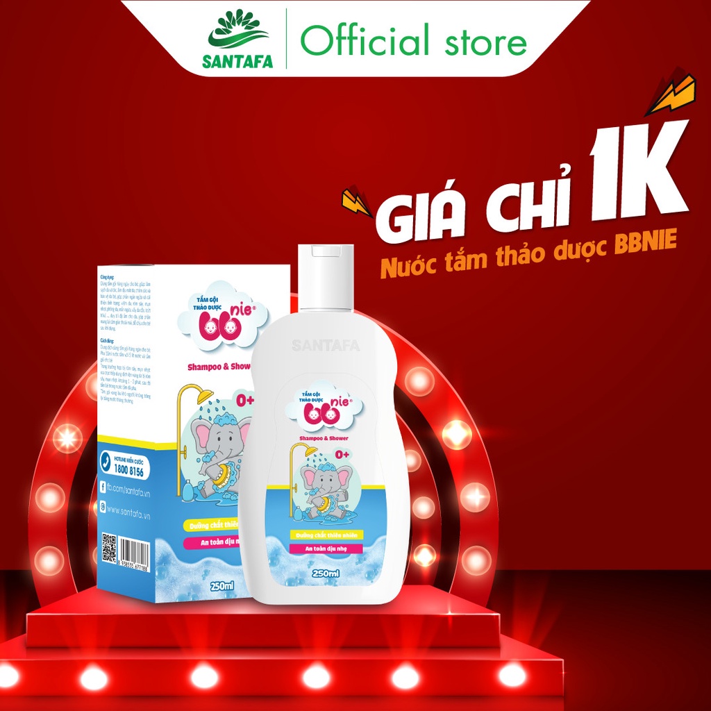 Tắm gội thảo dược BBNIE 250ml nhiều vị hương chính hãng