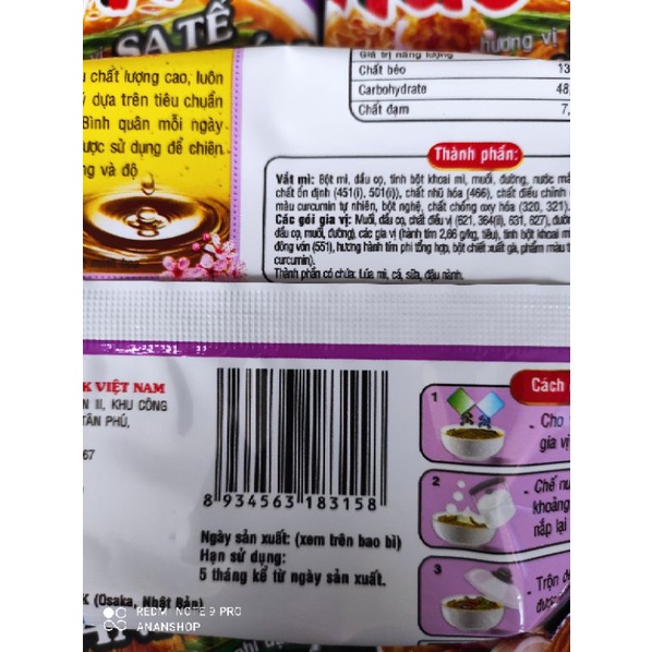 Combo 10 gói hảo hảo hương vị sa tế hành tím gói 75g