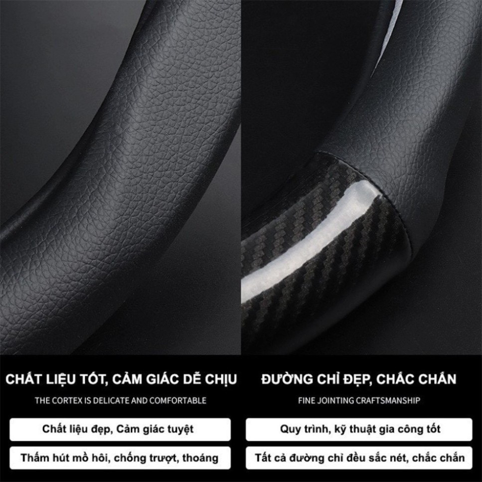 Bọc Vô Lăng Cacbon - Chống Trơn, Chống Trượt - Bọc Volang Full Logo Các Hãng