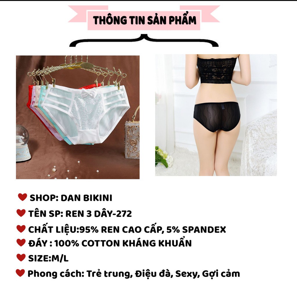 Quần lót nữ ren sexy xuất âu cao cấp mềm mại kháng khuẩn Thiết kế 4 mảnh dây gợi cảm Mẫu 272