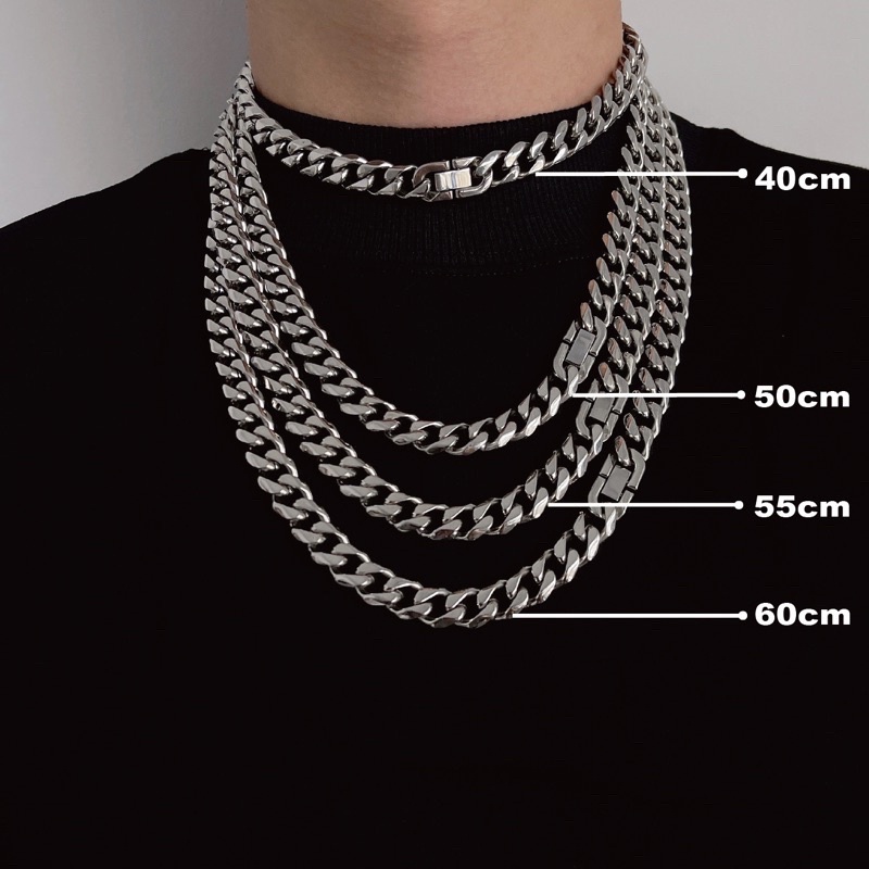 Dây chuyền nam titan thép không gỉ chốt bấm kiểu dáng đơn giản phong cách Hiphop thanh lịch thời trang cá tính Unisex