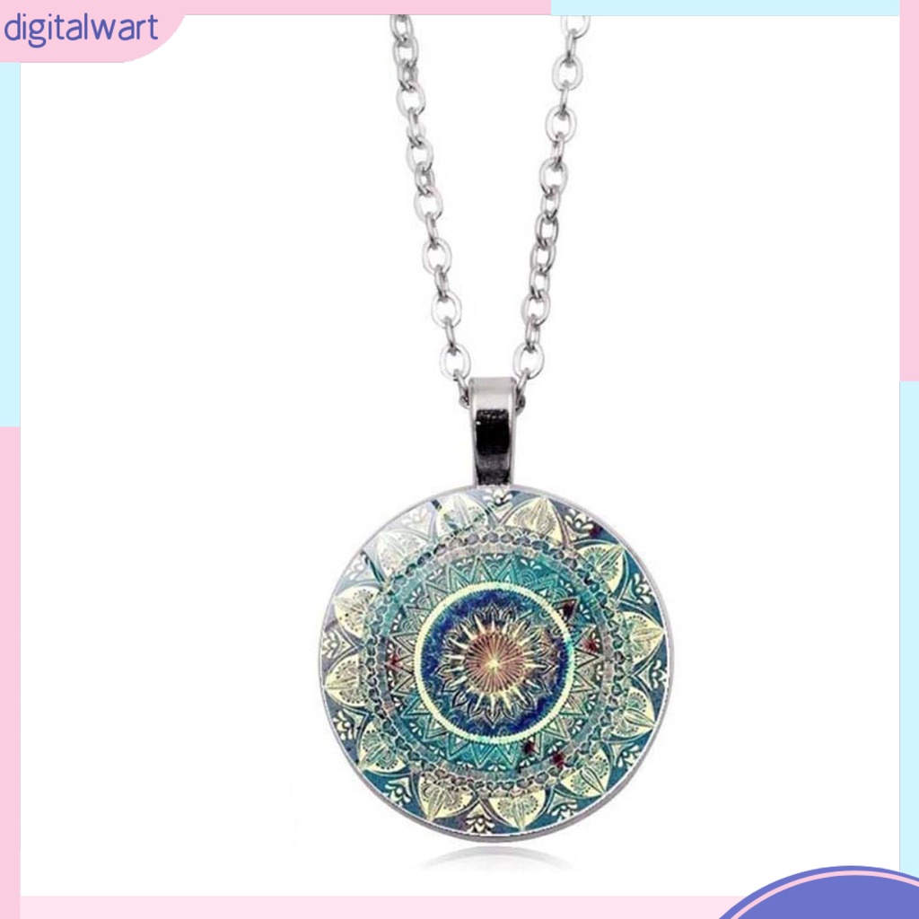Bộ Dây Chuyền + Vòng Tay + Đôi Khuyên Tai Mặt Tròn Họa Tiết Mandala Thời Trang Cho Nữ