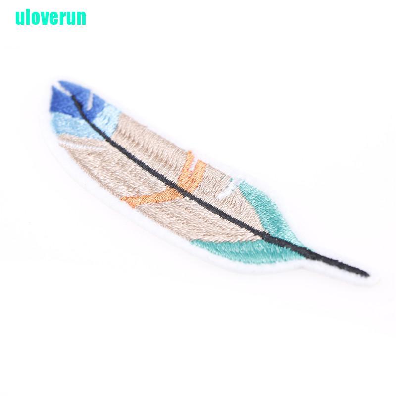 Uloverun Miếng Vá Quần Áo Thêu Hình Lông Vũ diy