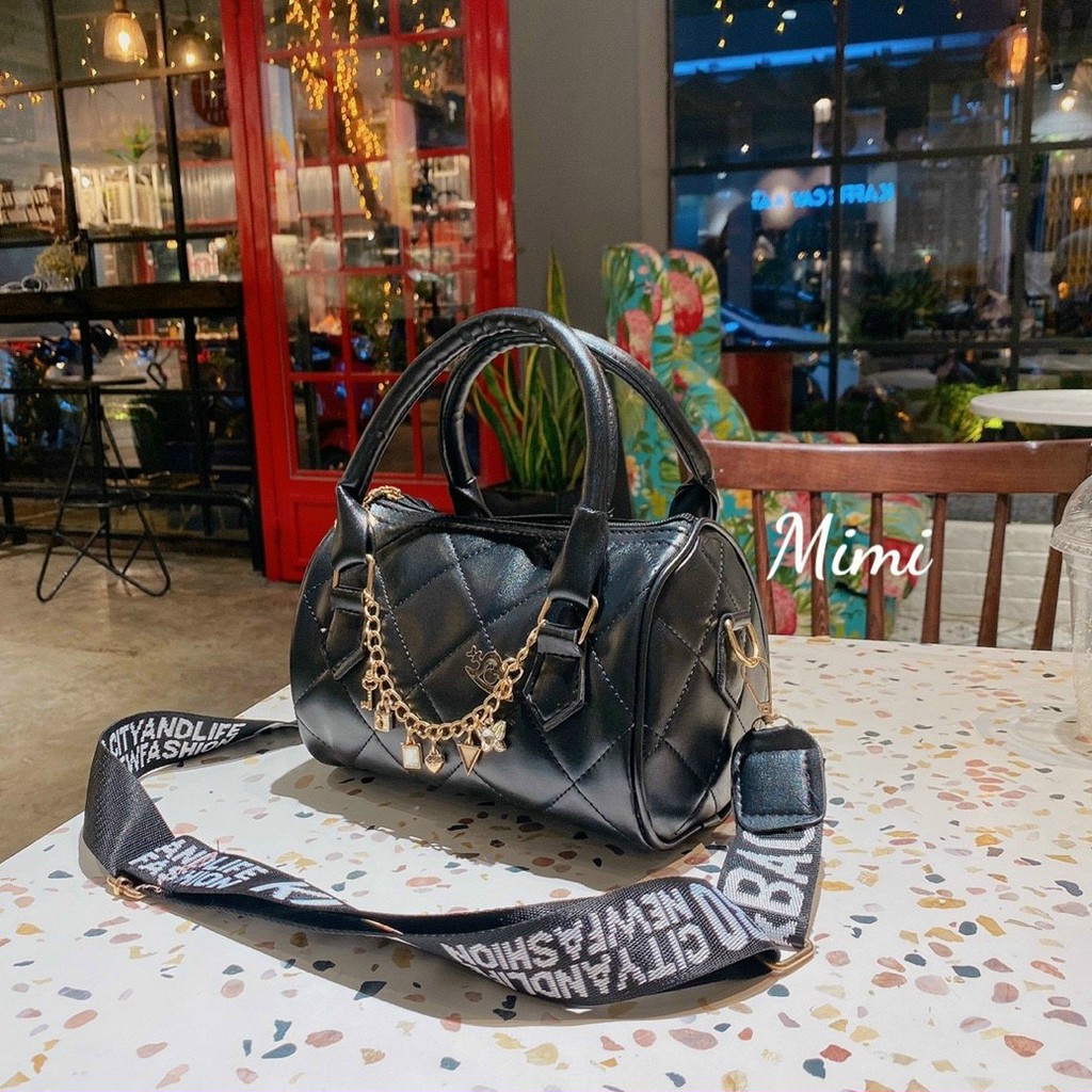 Túi xách nữ trống tròn kèm phụ kiện thời trang sành điệu ❤❤❤ Freeship