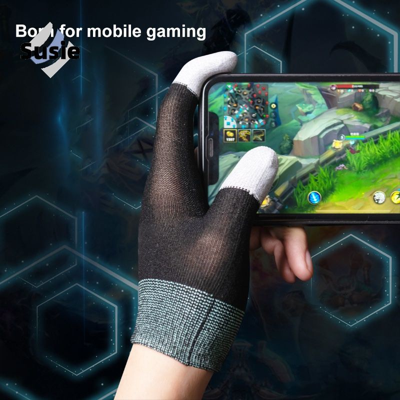 Găng tay chống mồ hôi thoáng khí độ nhạy cao bằng sợi nano màu bạc chấm bi hỗ trợ chơi game