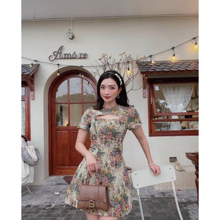 ĐẦM GẤM HOA KHOÉT NGỰC (KÈM VIDEO HÌNH THẬT)