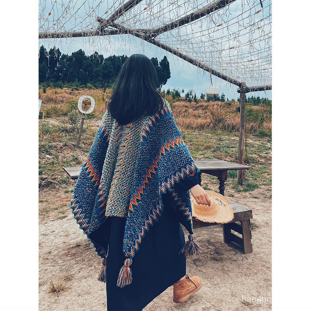 Áo khăn choàng phong cách dân tộc Tân Cương Tây Tạng đồng cỏ Tây Bắc dùng chụp ảnh du lịch